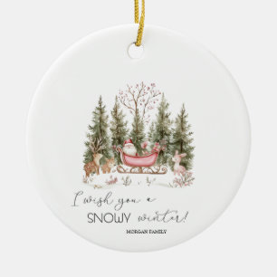 Décoration En Céramique Santa Claus, Sleigh, Présents Noël de forêt