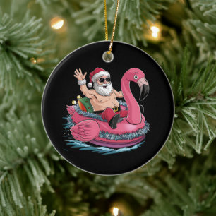 Décoration En Céramique Santa Flamingo Flotteur Noël en Juillet Été
