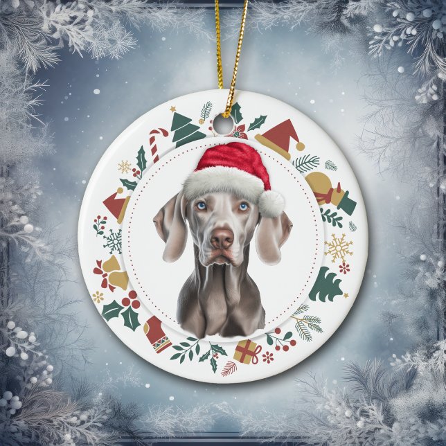 Décoration En Céramique Santa Hat Weimaraner Noël Images Wreath (Créateur téléchargé)
