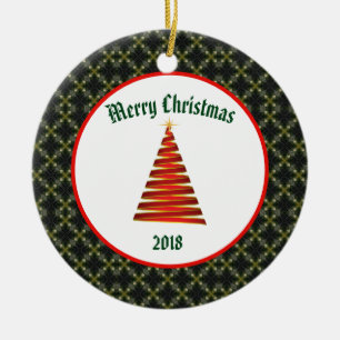 Décoration En Céramique Sapin de Noël Contemporain avec Motif Diamant