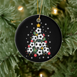 Décoration En Céramique Sapin de Noël Football Joueur Amateur de Sport Noë