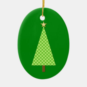 Décoration En Céramique Sapin de Noël moderne à pois vert citron