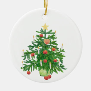Décoration En Céramique Sapin de Noël vintage avec un cookie en forme d'ét