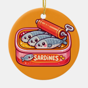 Décoration En Céramique Sardines Mignonnes Peuvent Orange Rose