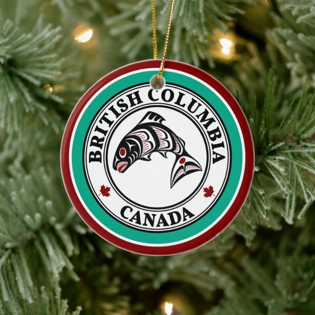 Décoration En Céramique Saumon noir rouge amérindien (Arbre)