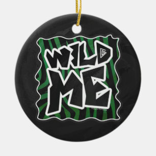 Décoration En Céramique Sauvage Me motif vert et zèbre noir