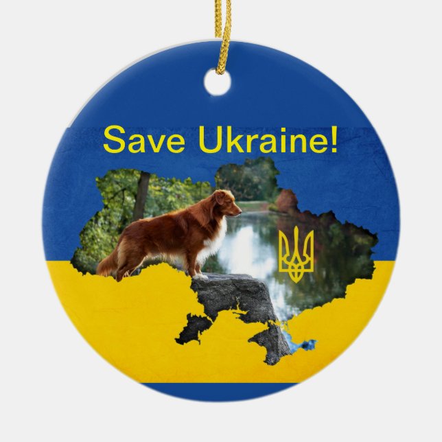Décoration En Céramique Sauvez l'ornement de l'Ukraine pour les poussettes (Devant)