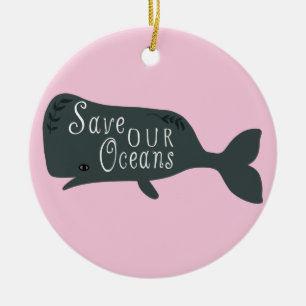 Décoration En Céramique Sauvez nos océans Baleine De l'environnement rose