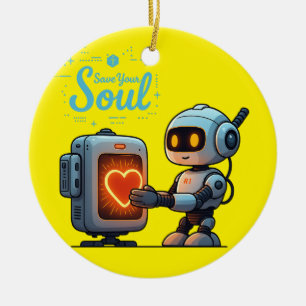 Décoration En Céramique Sauvez votre âme mignonne Robot Holt Coeur - Futur