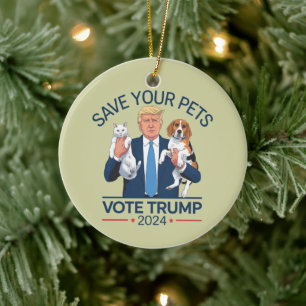 Décoration En Céramique Save Your Pets Vote for Trump US Election Citation