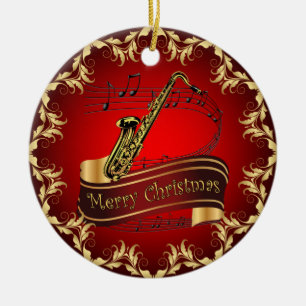 Décoration En Céramique Saxophone ~ Scroll musical ~ Joyeux Noël ~ * ~
