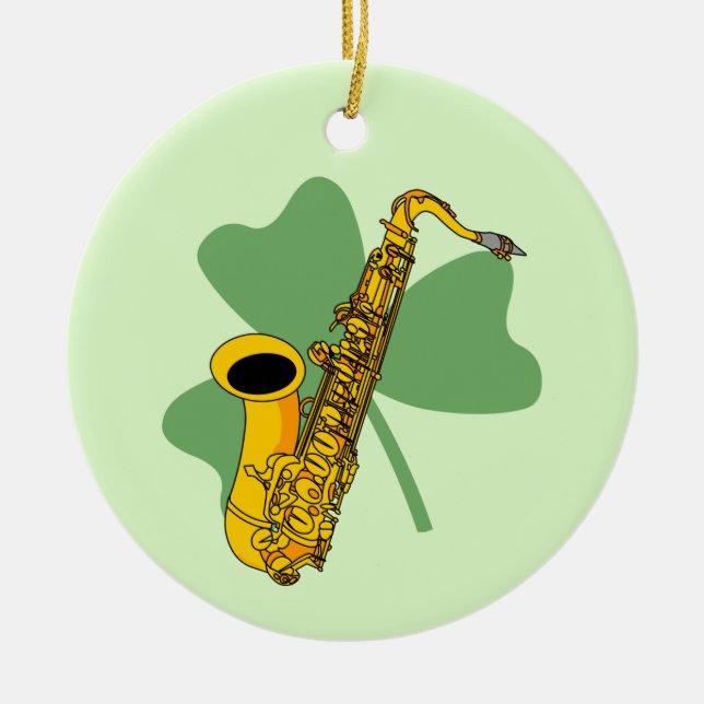 Décoration En Céramique Saxophone shamrock (Devant)