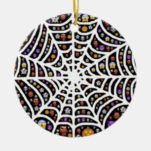 Décoration En Céramique Scary Éffrayant Cobweb Collage Ornament Round