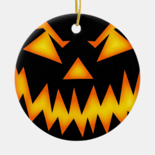 Décoration En Céramique Scary Jack O Lantern Face Ornament Round