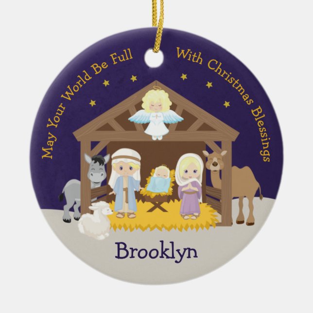 Décoration En Céramique Scène de la Nativité de Blonde (Devant)