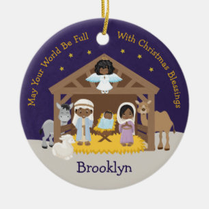 Décoration En Céramique Scène de la Nativité noire