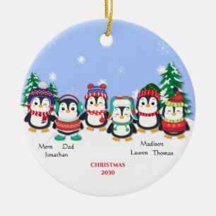 Décoration En Céramique Scène de neige personnalisée Cute Six Penguin