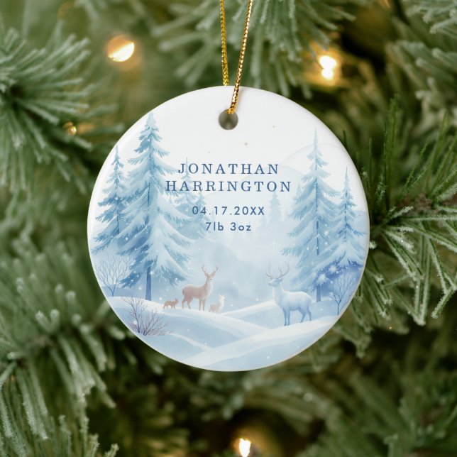 Décoration En Céramique Scène de neige premier Noël bébé photo (Arbre)