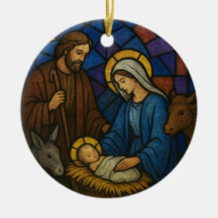 Décoration En Céramique Scène de Noël de la crèche en verre