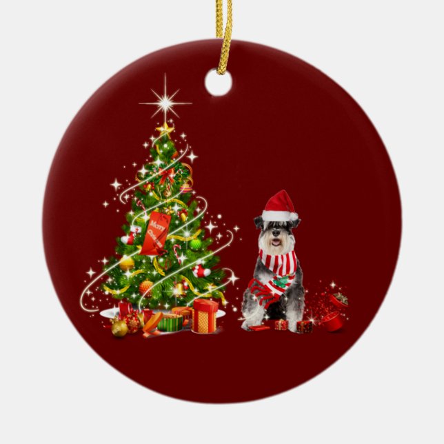 Décoration En Céramique schnauzer avec Casquette Scaft Noël (Devant)