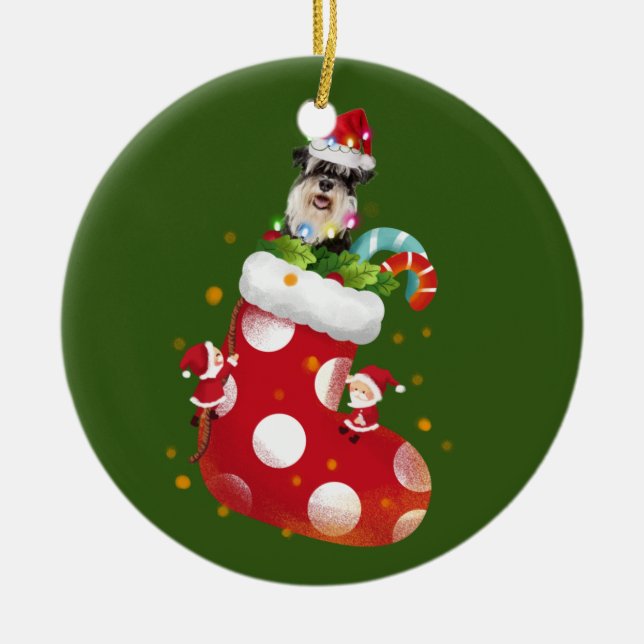 Décoration En Céramique Schnauzer avec soie (Devant)