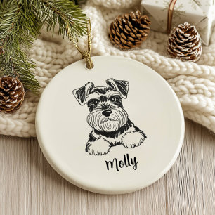 Décoration En Céramique Schnauzer chien personnalisé Noël