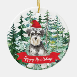 Décoration En Céramique Schnauzer miniature Happy Howlidays Chien