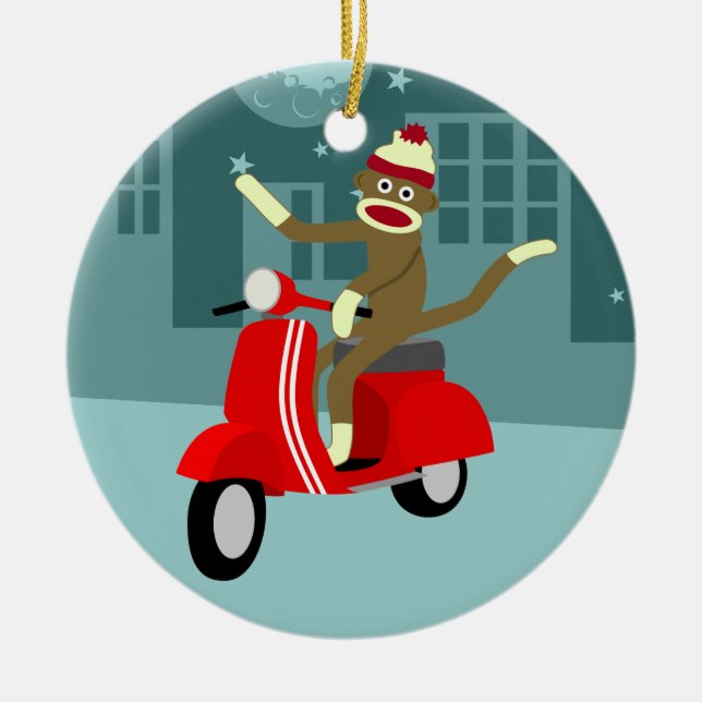 Décoration En Céramique Scooter de singe de chaussette (Devant)