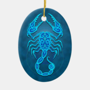 Décoration En Céramique Scorpion tribal bleu complexe