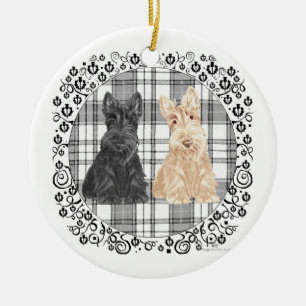 Décoration En Céramique Scotties tartan