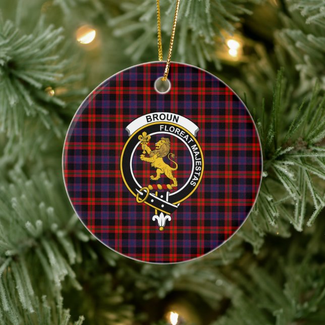 Décoration En Céramique Scottish Clan Broun Modern Tartan and Crest (Arbre)