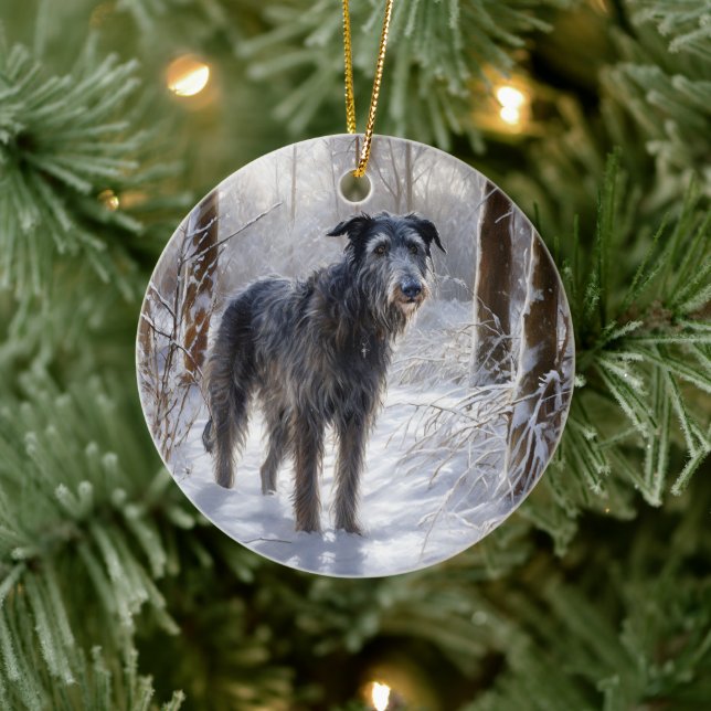 Décoration En Céramique Scottish Deerhound Laissez-le neiger Noël (Arbre)