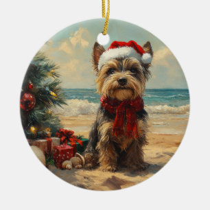 Décoration En Céramique Scottish Terrier Dog Christmas Vintage Beach