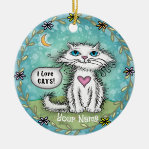 Décoration En Céramique Scraggles Chat J'aime les chats