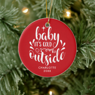 Décoration En Céramique Script personnalisé Bébé il fait froid dehors