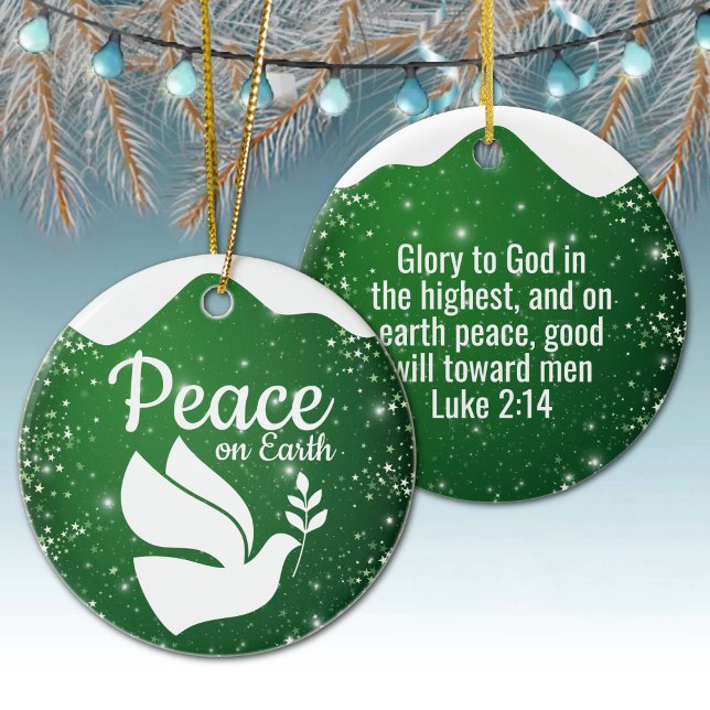 Décoration En Céramique Scripture Christian Faith Festive Green 🕊⛪️ 🎄 (star accents sacred decor verse inscription biblical quote spiritual memento
 estive green christian)