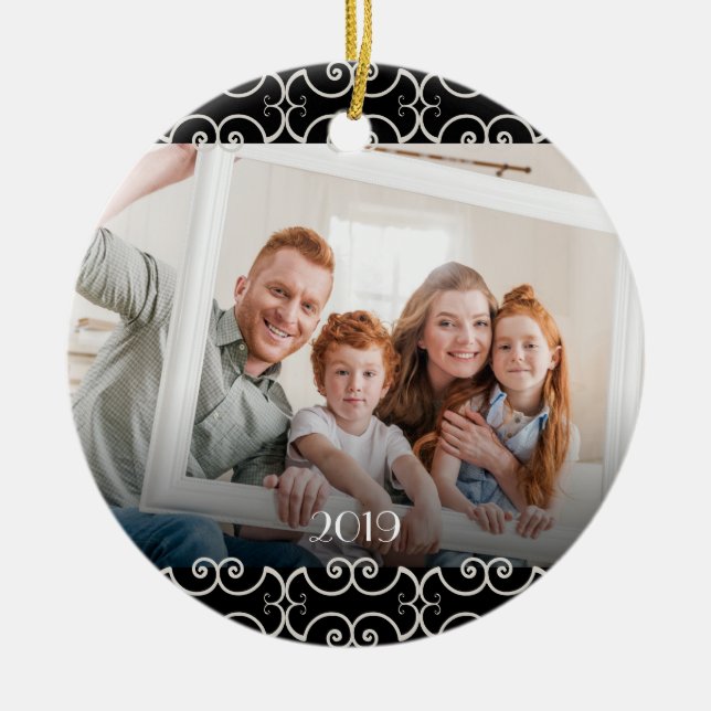 Décoration En Céramique Scrolls élégants 2 côtés personnalisables 2 Photo (Devant)