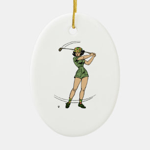 Décoration En Céramique Se réchauffer pour Golf Lady Golfer