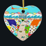 Décoration En Céramique Sea Isle Promenade Heart Ornament<br><div class="desc">Whimsical Sea Isle City,  New Jersey heart shaped ornament.  Great gift or stocking stuffer for anyone that loves Sea Isle!  Ornament created from local artist,  Chris Ambrose's original acrylic painting.</div>