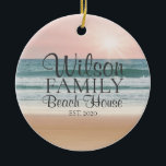 Décoration En Céramique Seaside Beach House<br><div class="desc">This Personalized Beach house ornament is the perfect gift for your seaside loving friends and family.</div>