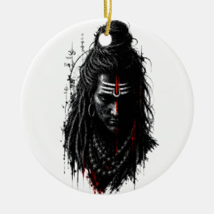 Décoration En Céramique Seigneur Shiva Mahakal Grunge Foncé Art Splash Pui
