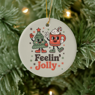 Décoration En Céramique Sentiment de Noël rétro joyeux vacances vintage