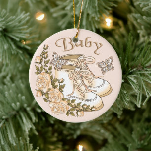 Décoration En Céramique Sepia Baby Première Chaussures