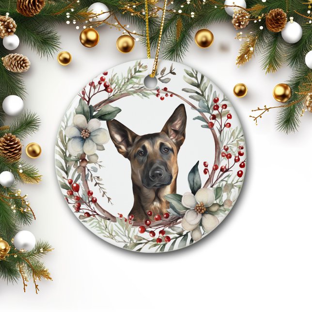 Décoration En Céramique Serre de Noël rustique Malinois belge Chien (Créateur téléchargé)
