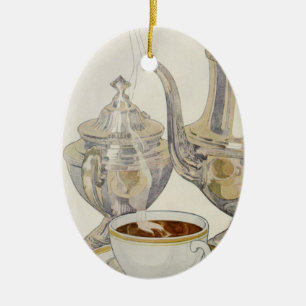 Décoration En Céramique Service vintage de café en argent