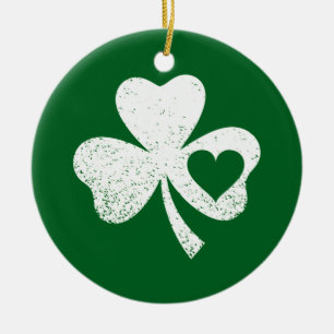 Décoration En Céramique Shamrock de coeur de Green Jour de la Saint Patric
