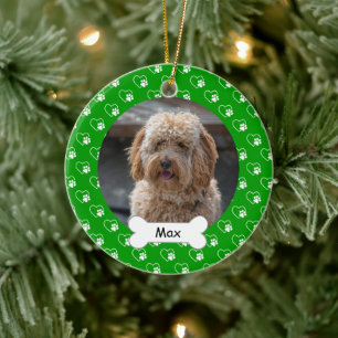 Décoration En Céramique Shamrock Hearts Paws Personnalisé Animaux de compa