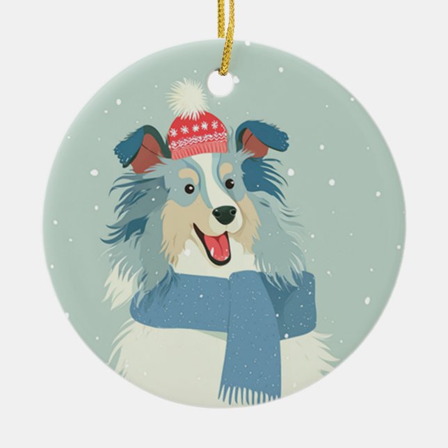 Décoration En Céramique Sheltie Merle Bleu (Devant)