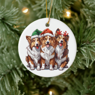 Décoration En Céramique Shetland Sheepdogs de Noël