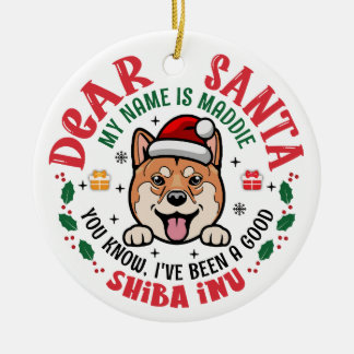 Décoration En Céramique Shiba Inu Chien Personnalisé Arbre de Noël Round